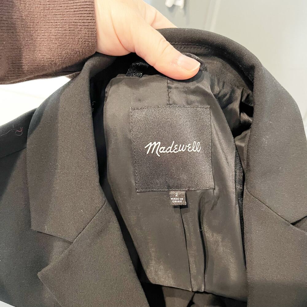 Madewell Long Sleeve Notch Lapel Single Breasted Blazer Jacket Black 2 - Picture 3 of 4
